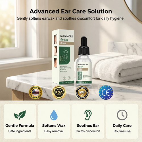 【👑Top Sellers of 2026】👂KLENIMORE Ear Care Drops- Tinnitus Relief – Gentle Cleansing & Soothing Relief for Healthy Ears -Plant-Based Formula|FDA-Registered