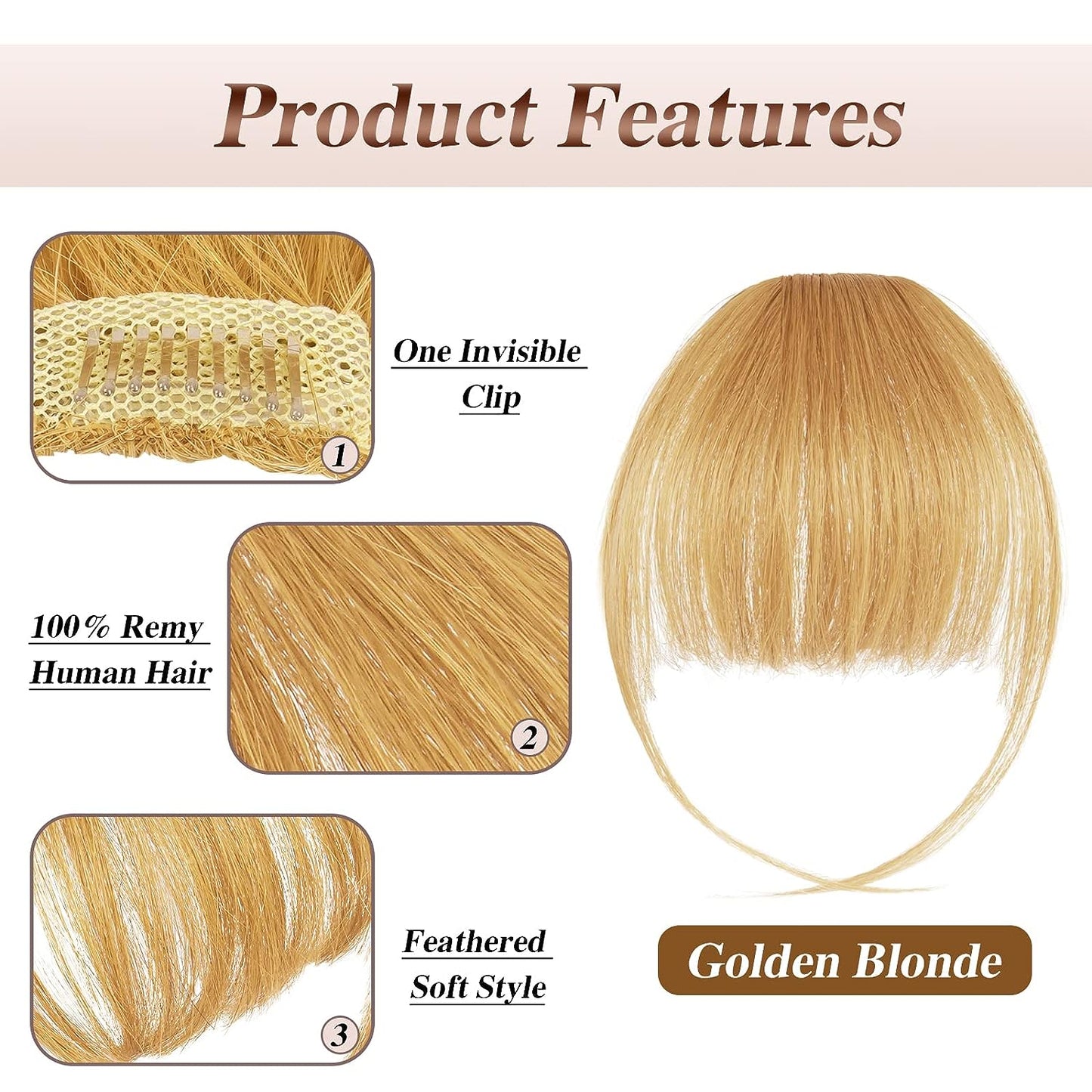 100% Human Hair Clip in Air Bangs