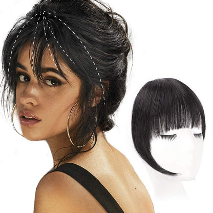 100% Human Hair Clip in Air Bangs
