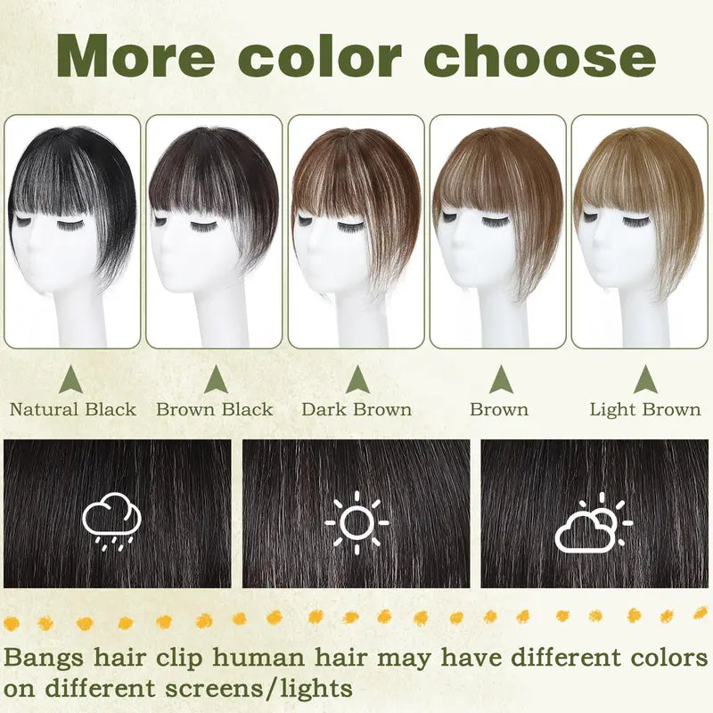 High quality Real hair🏆3D French Bangs Wig Piece 100% Real Human Hair Topper for Women Natural Brown Color Enhance Your Look