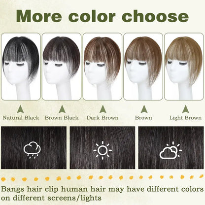 High quality Real hair🏆3D French Bangs Wig Piece 100% Real Human Hair Topper for Women Natural Brown Color Enhance Your Look