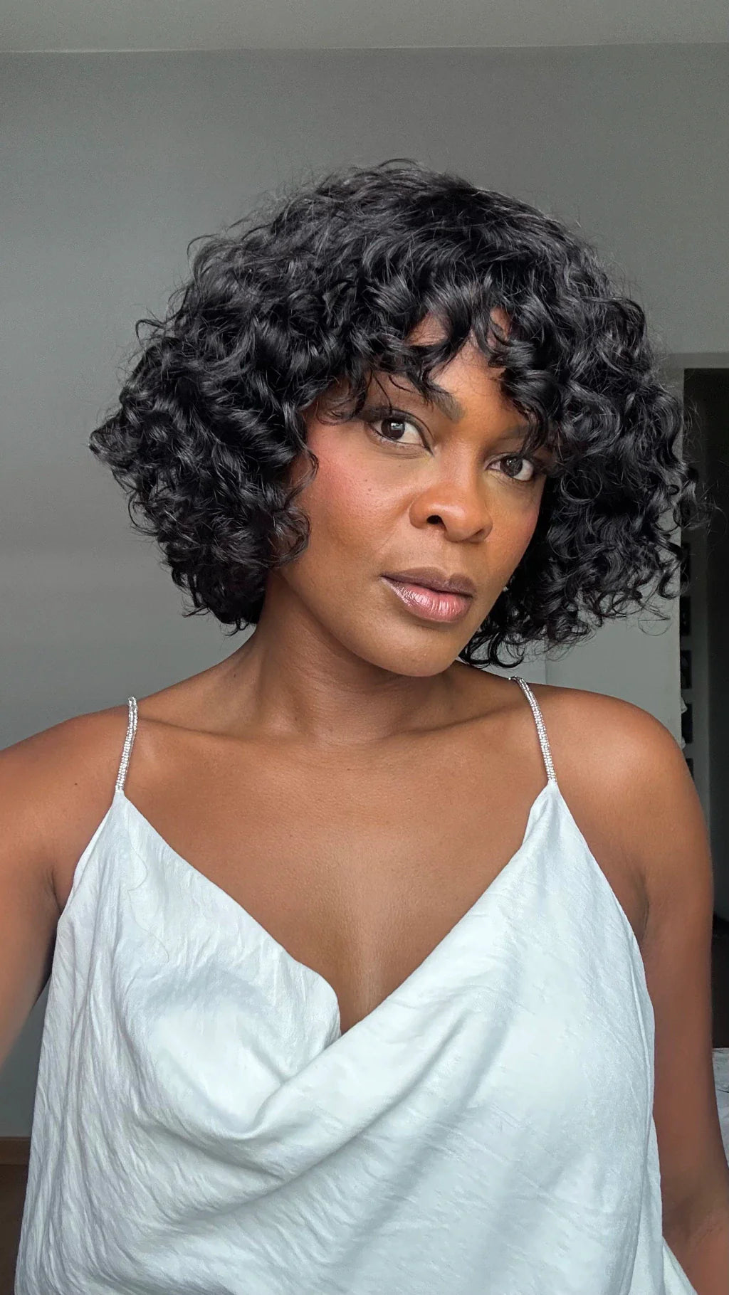 Short Curly Bob Wig with Bangs – Natural & Effortless Glam