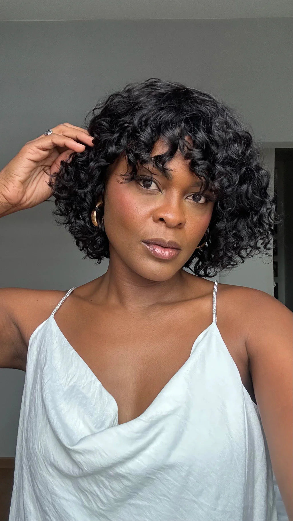 Short Curly Bob Wig with Bangs – Natural & Effortless Glam