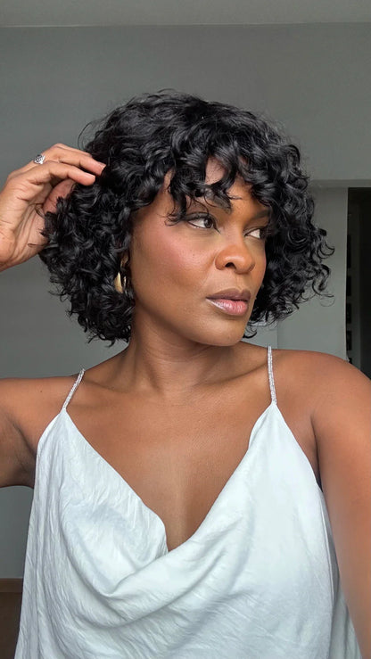 Short Curly Bob Wig with Bangs – Natural & Effortless Glam